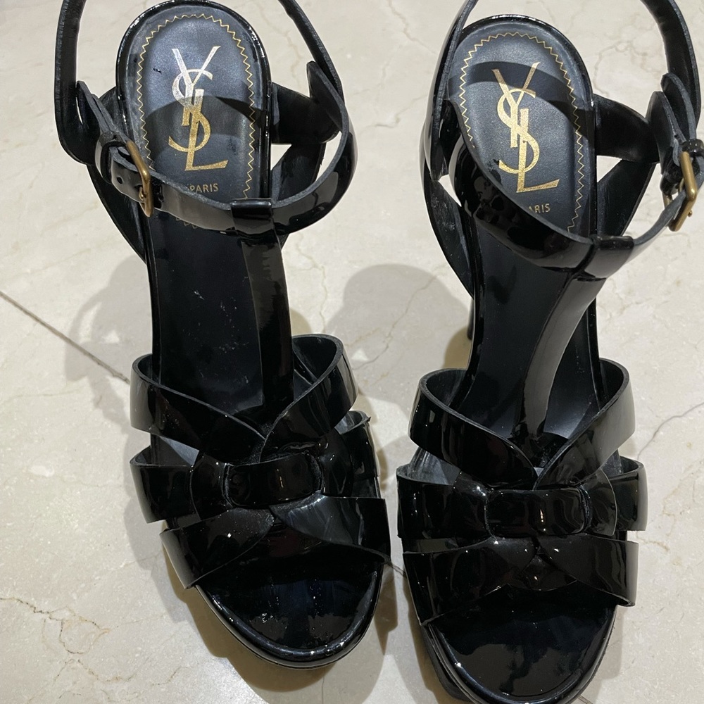 Yves Saint Laurent black tribute heels